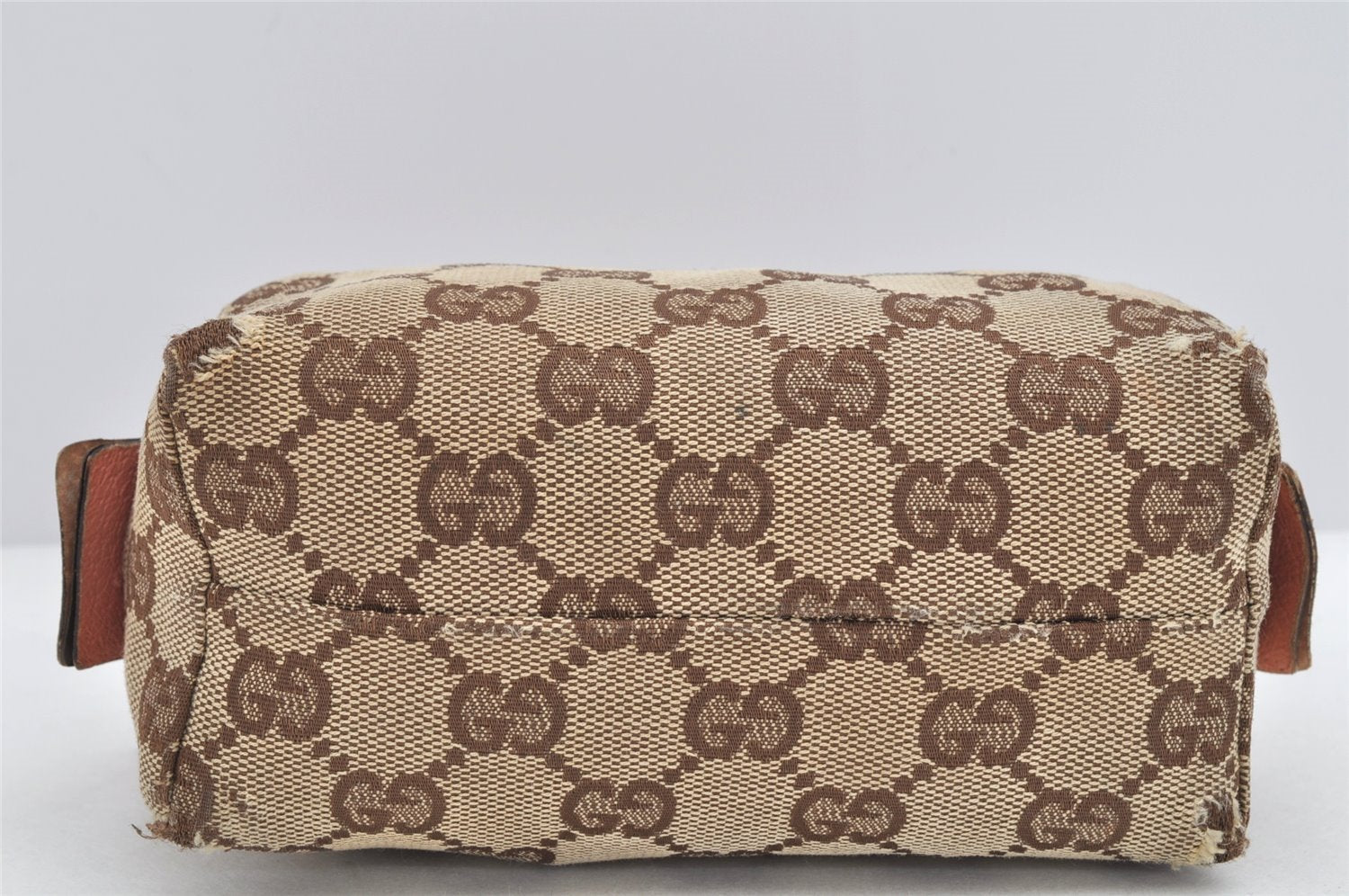 Authentic GUCCI Vintage Pouch Purse GG Canvas Leather 29596 Brown 2461K