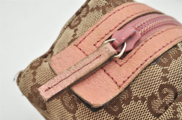 Authentic GUCCI Vintage Pouch Purse GG Canvas Leather 29596 Brown 2461K