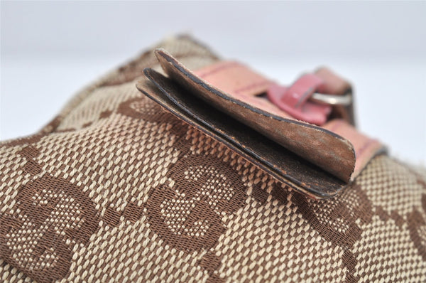 Authentic GUCCI Vintage Pouch Purse GG Canvas Leather 29596 Brown 2461K
