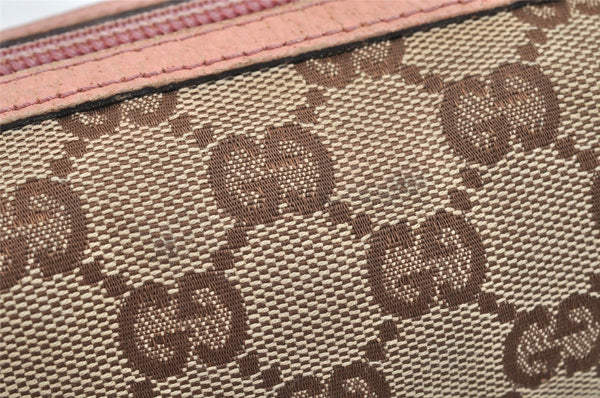 Authentic GUCCI Vintage Pouch Purse GG Canvas Leather 29596 Brown 2461K