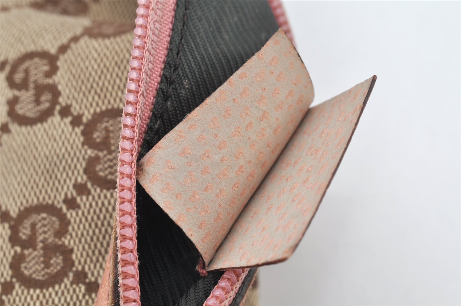 Authentic GUCCI Vintage Pouch Purse GG Canvas Leather 29596 Brown 2461K