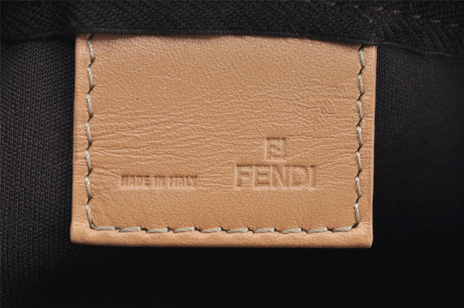 Authentic FENDI Zucchino Cosmetic Pouch Purse Canvas Leather Brown 2464I