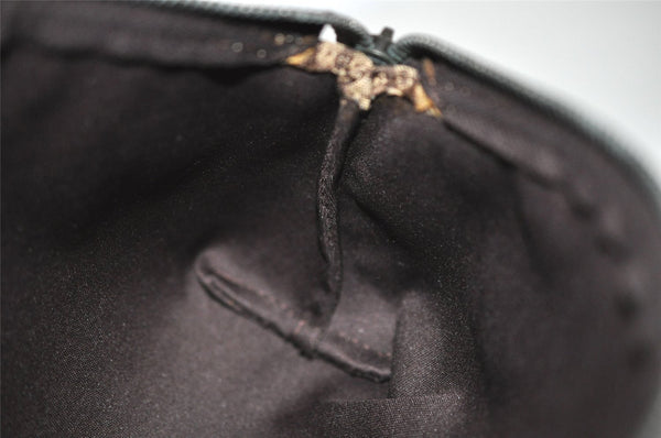 Authentic FENDI Zucchino Cosmetic Pouch Purse Canvas Leather Brown 2464I