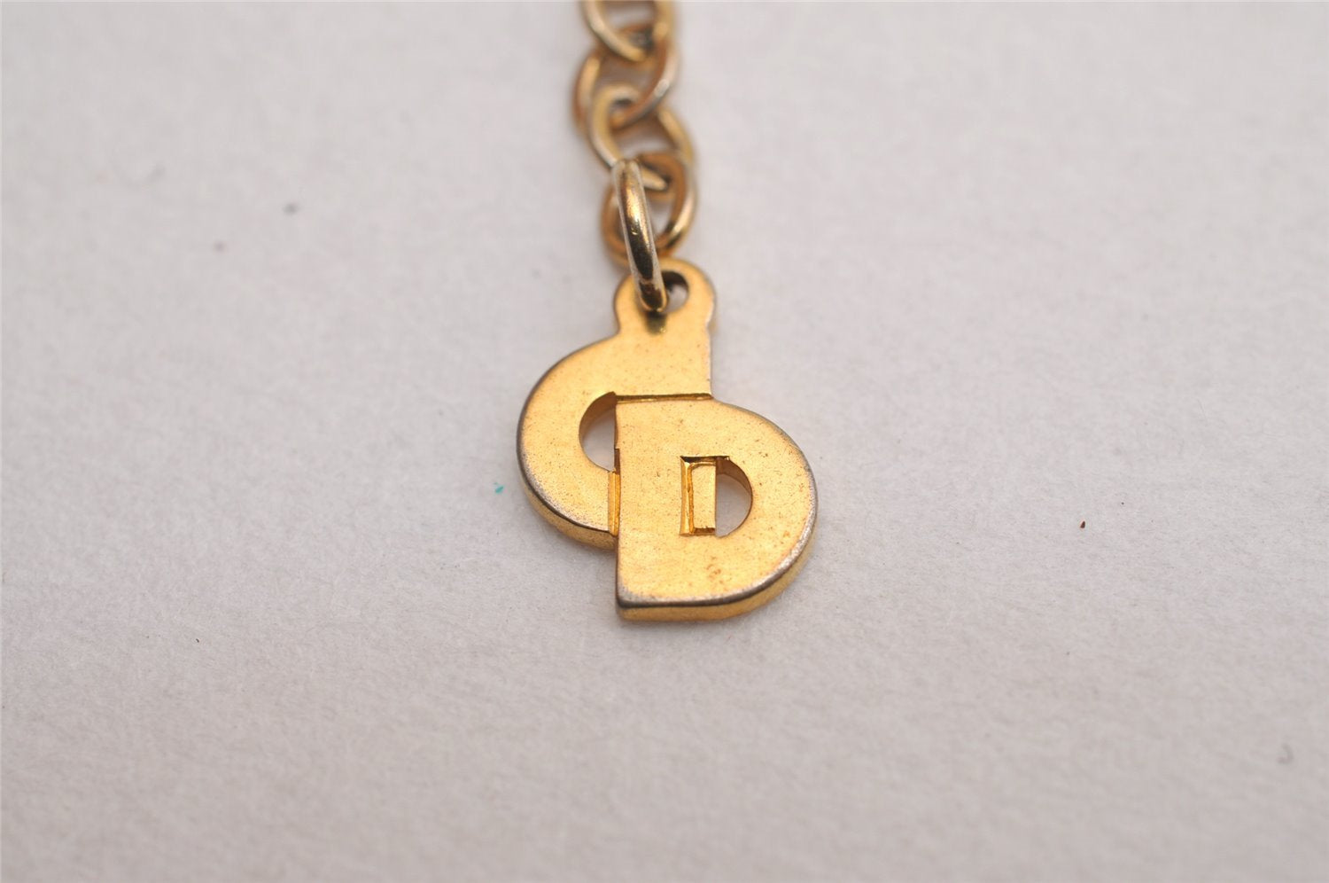 Authentic Christian Dior Gold Tone Chain Pendant Necklace CD 2465I