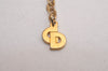 Authentic Christian Dior Gold Tone Chain Pendant Necklace CD 2465I