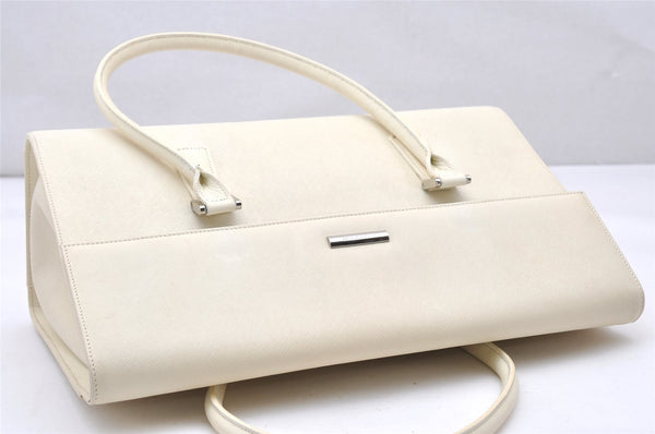 Authentic BURBERRY Vintage Leather Shoulder Hand Bag White 2465K