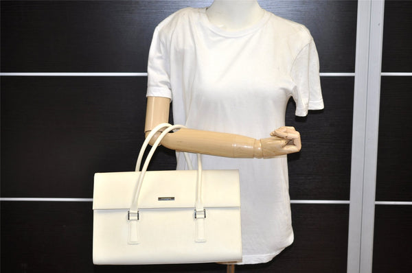 Authentic BURBERRY Vintage Leather Shoulder Hand Bag White 2465K