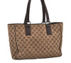 Authentic GUCCI Vintage Shoulder Tote Bag GG Canvas Leather 113017 Brown 2467J