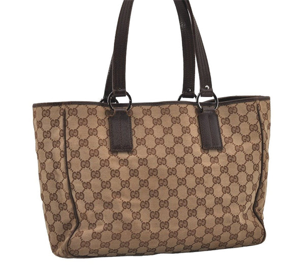 Authentic GUCCI Vintage Shoulder Tote Bag GG Canvas Leather 113017 Brown 2467J