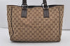 Authentic GUCCI Vintage Shoulder Tote Bag GG Canvas Leather 113017 Brown 2467J