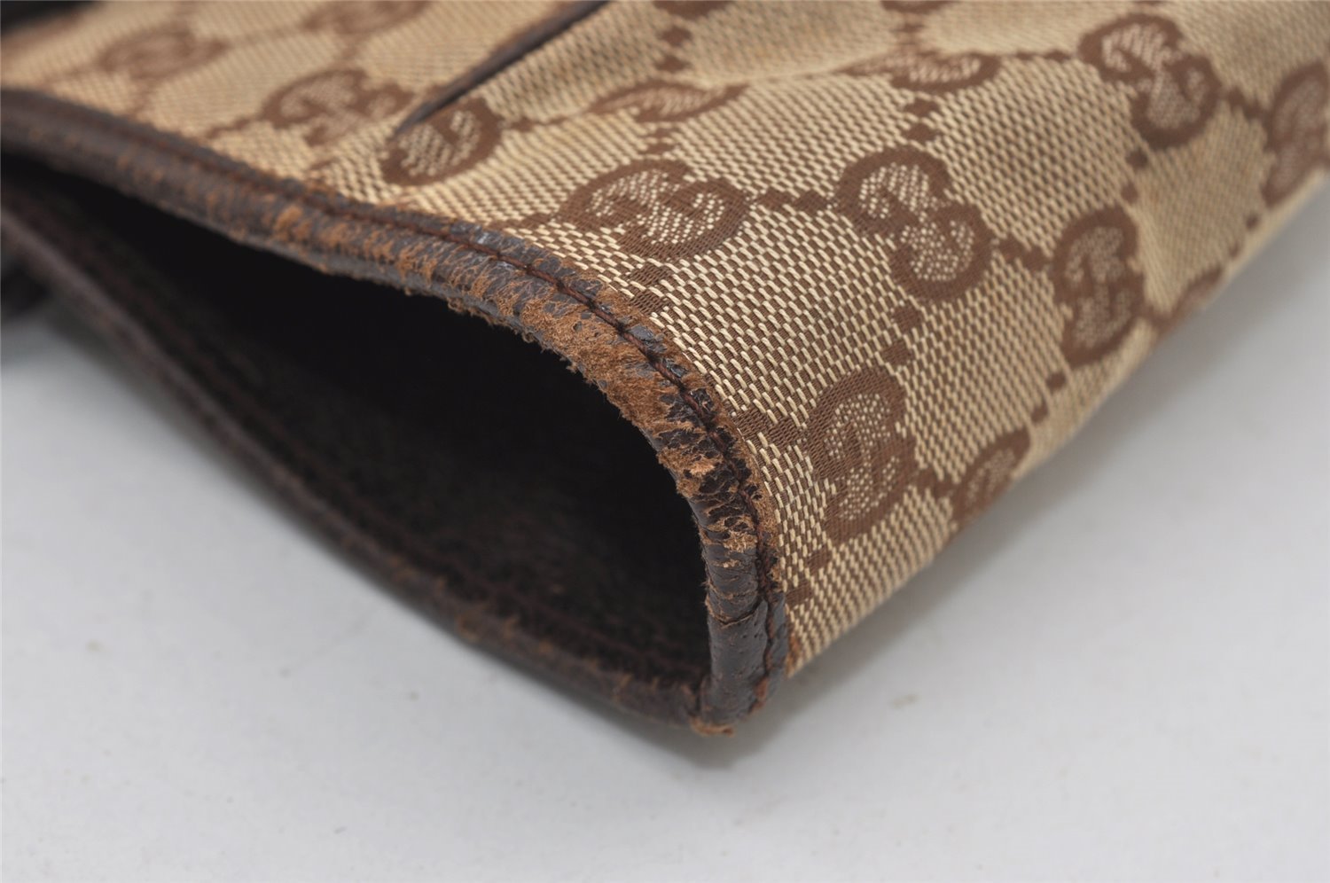 Authentic GUCCI Vintage Shoulder Tote Bag GG Canvas Leather 113017 Brown 2467J