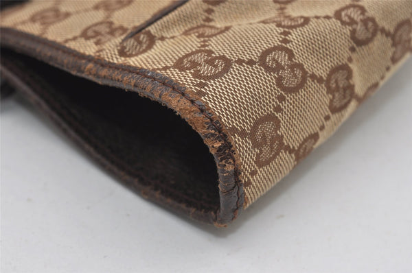 Authentic GUCCI Vintage Shoulder Tote Bag GG Canvas Leather 113017 Brown 2467J