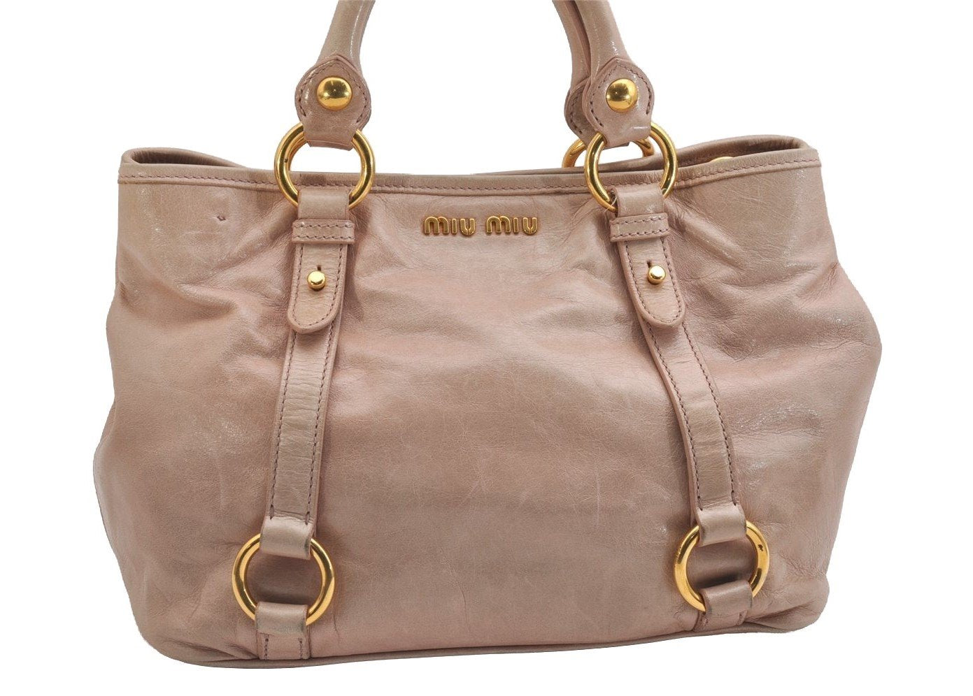 Authentic MIU MIU Vintage Leather 2Way Shoulder Hand Tote Bag Purse Pink 2472I