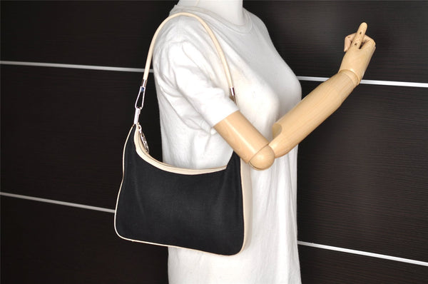 Authentic GUCCI Shoulder Hand Bag Purse Canvas Leather 0013812 Black 2474I