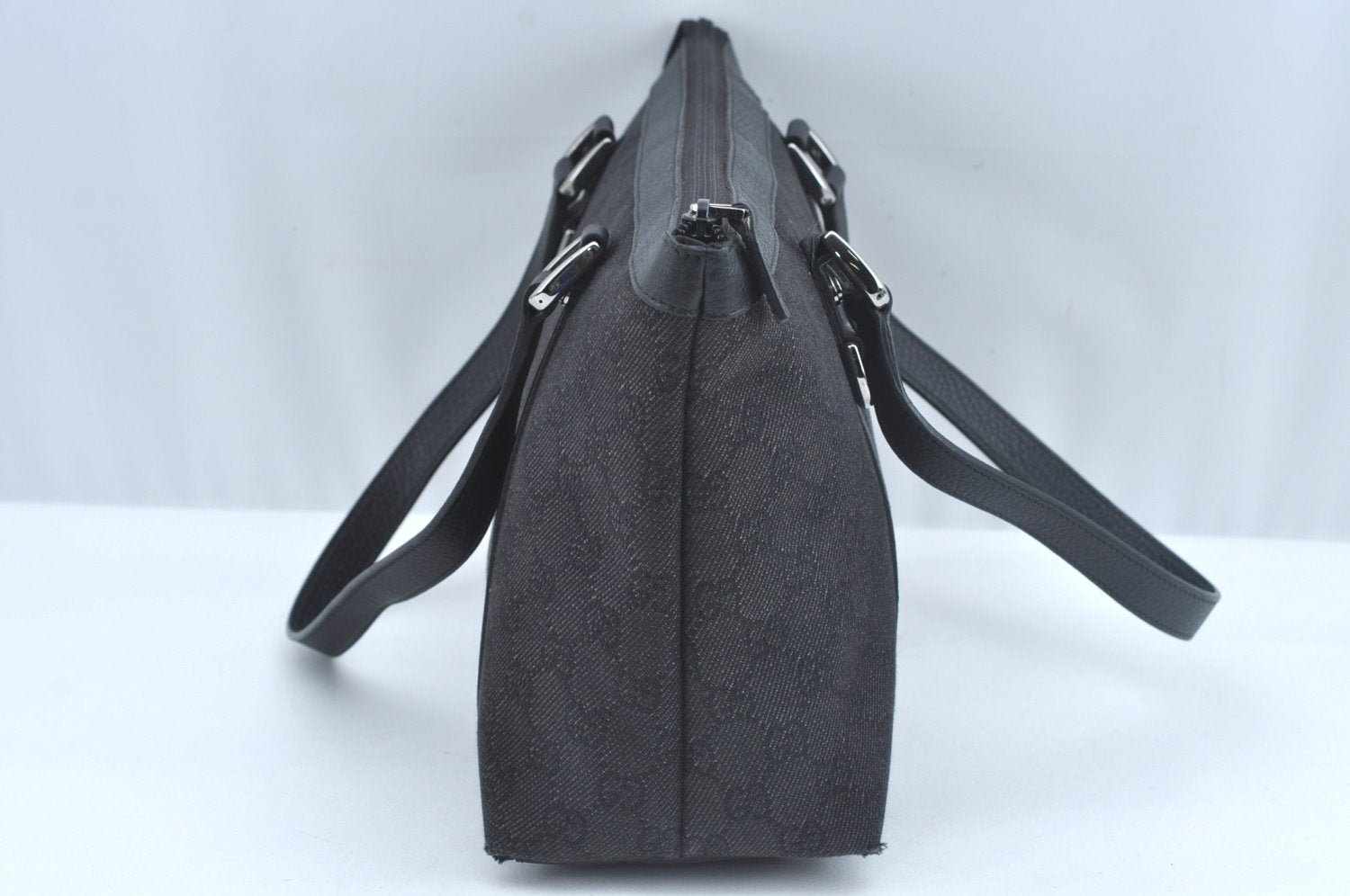 Authentic GUCCI Abbey Shoulder Tote Bag GG Canvas Leather 268640 Black 2476J