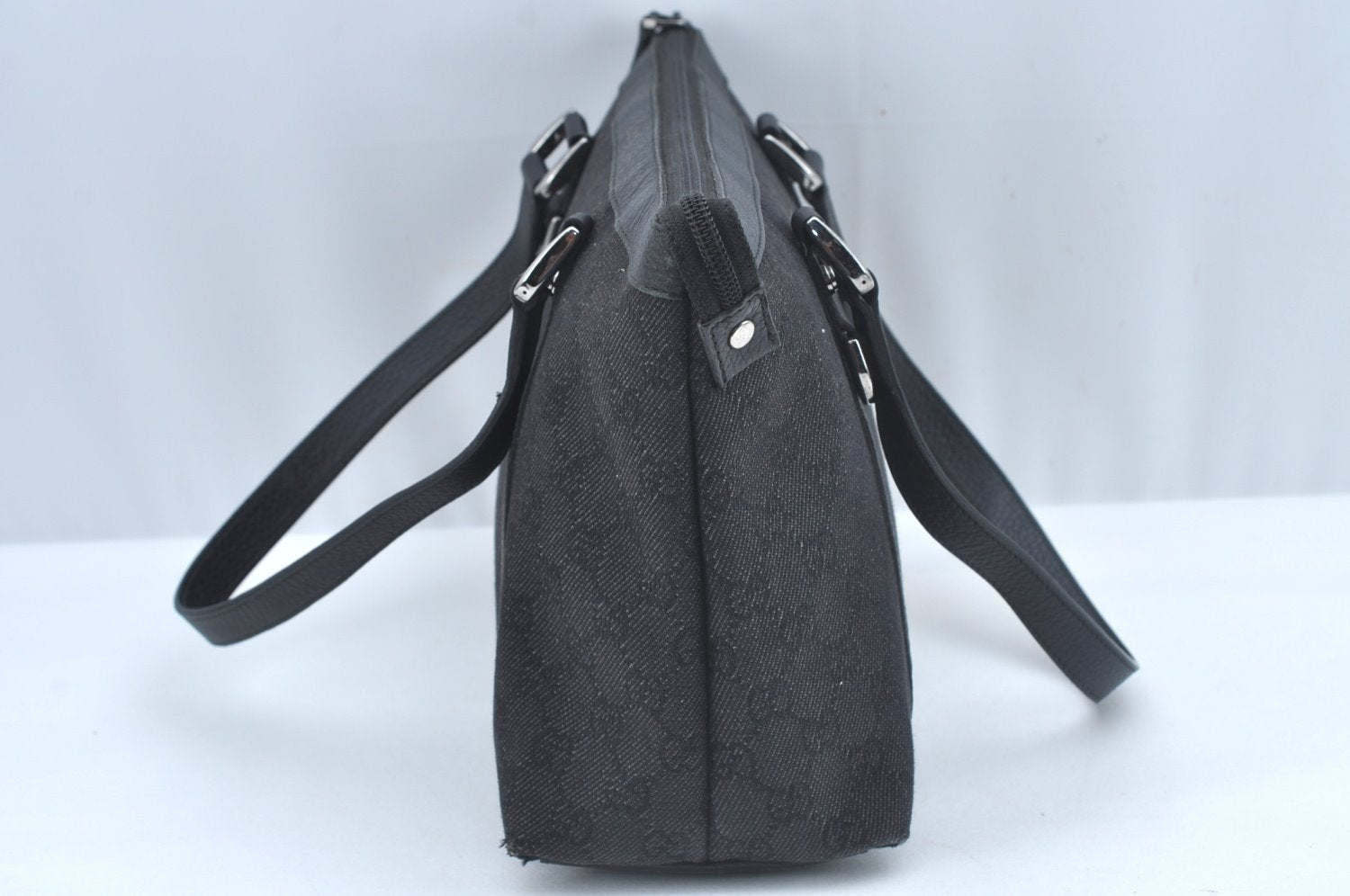 Authentic GUCCI Abbey Shoulder Tote Bag GG Canvas Leather 268640 Black 2476J