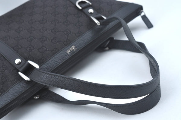 Authentic GUCCI Abbey Shoulder Tote Bag GG Canvas Leather 268640 Black 2476J