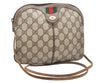 Authentic GUCCI Web Sherry Line Shoulder Cross Bag GG PVC Leather Brown 2476K