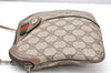 Authentic GUCCI Web Sherry Line Shoulder Cross Bag GG PVC Leather Brown 2476K