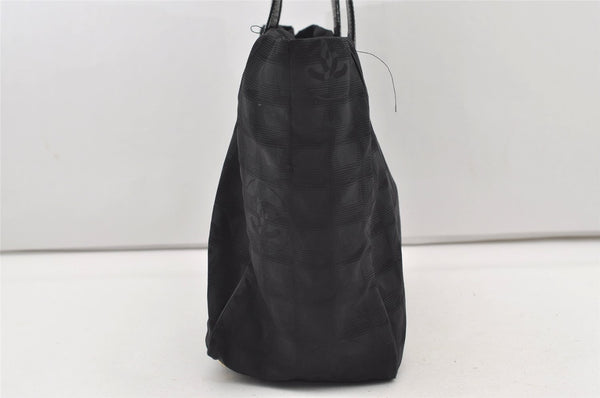 Authentic CHANEL New Travel Line Shoulder Tote Bag Nylon Leather Black 2477J