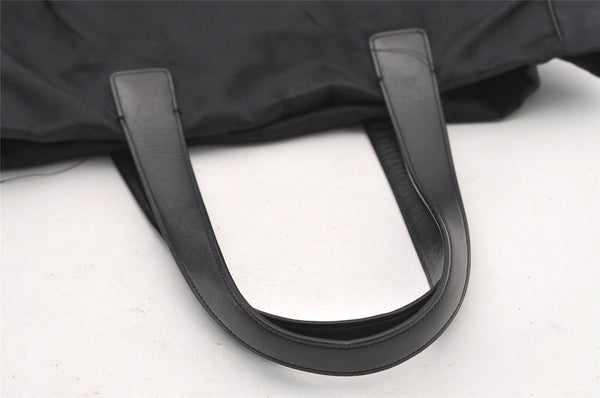 Authentic CHANEL New Travel Line Shoulder Tote Bag Nylon Leather Black 2477J