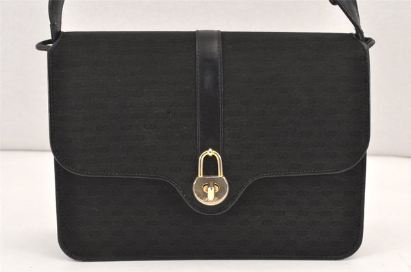 Authentic GUCCI Micro GG Canvas Leather Shoulder Hand Bag Purse Black 2477K