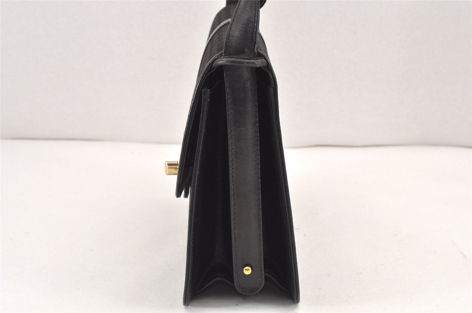 Authentic GUCCI Micro GG Canvas Leather Shoulder Hand Bag Purse Black 2477K