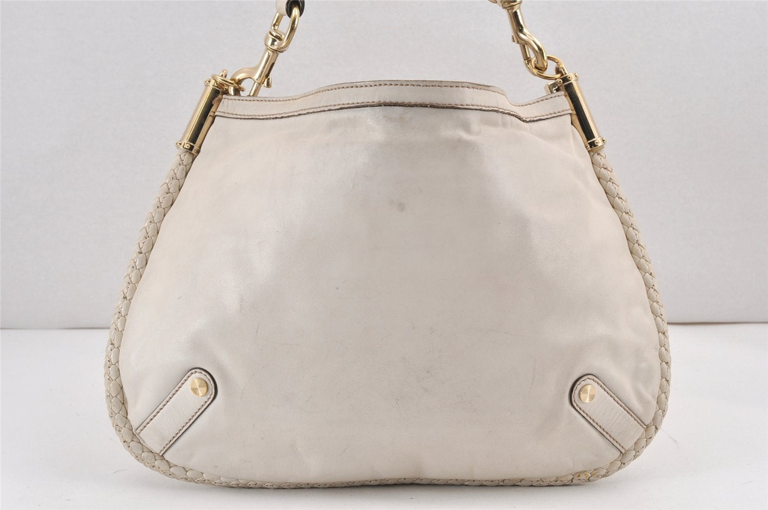 Authentic GUCCI Vintage Britt Shoulder Hand Bag Leather 167734 White 2478K