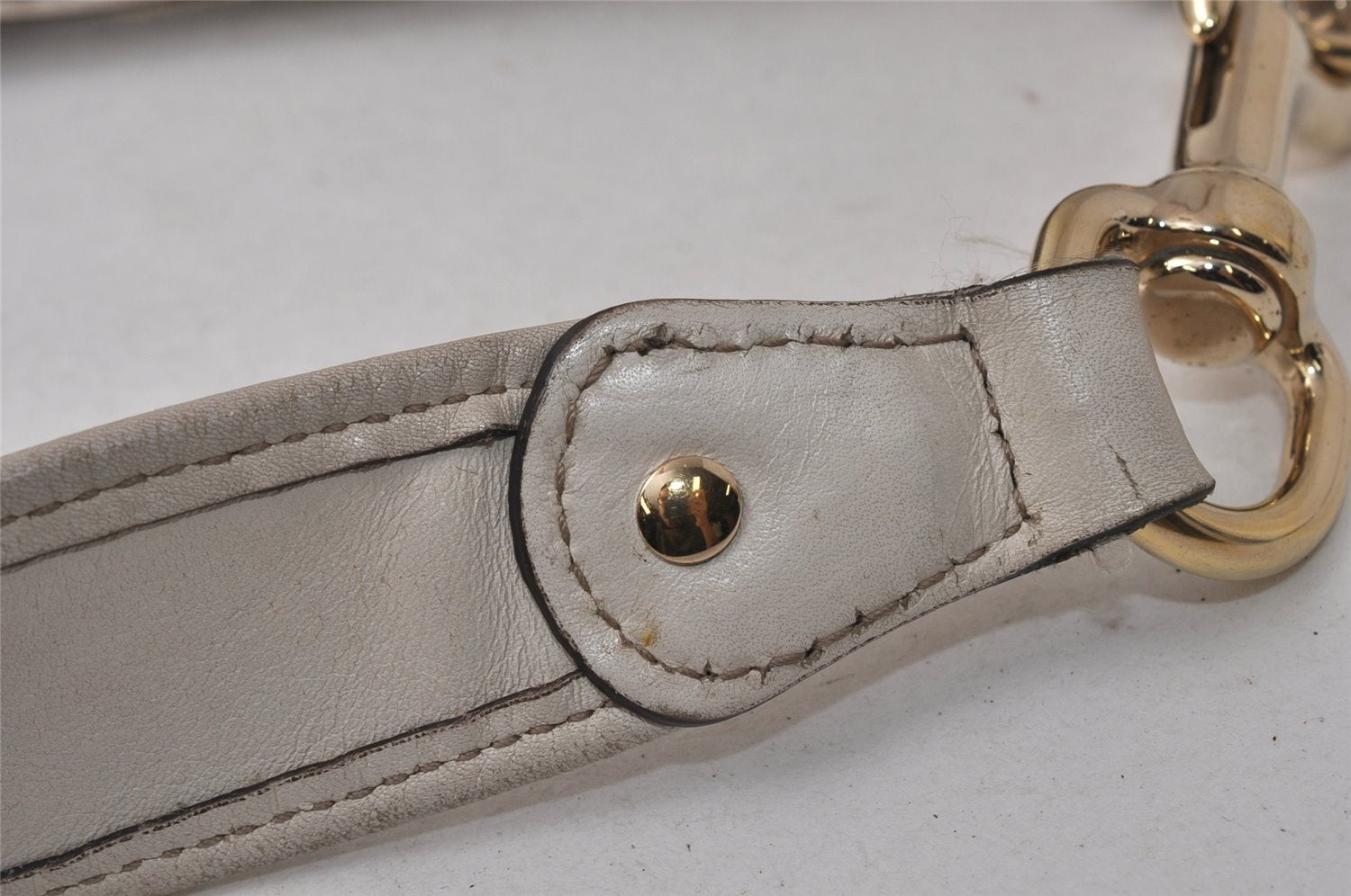 Authentic GUCCI Vintage Britt Shoulder Hand Bag Leather 167734 White 2478K