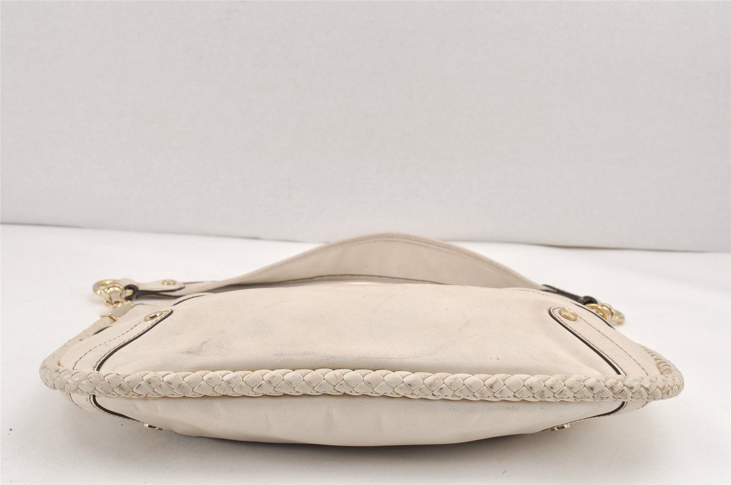 Authentic GUCCI Vintage Britt Shoulder Hand Bag Leather 167734 White 2478K