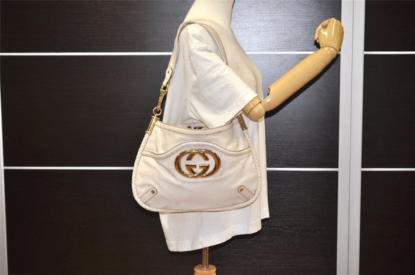 Authentic GUCCI Vintage Britt Shoulder Hand Bag Leather 167734 White 2478K