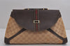 Authentic GUCCI Web Sherry Line Hand Bag Purse GG Canvas Leather Beige 2480J