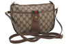 Authentic GUCCI Web Sherry Line Shoulder Cross Bag GG PVC Leather Brown 2481J