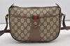 Authentic GUCCI Web Sherry Line Shoulder Cross Bag GG PVC Leather Brown 2481J