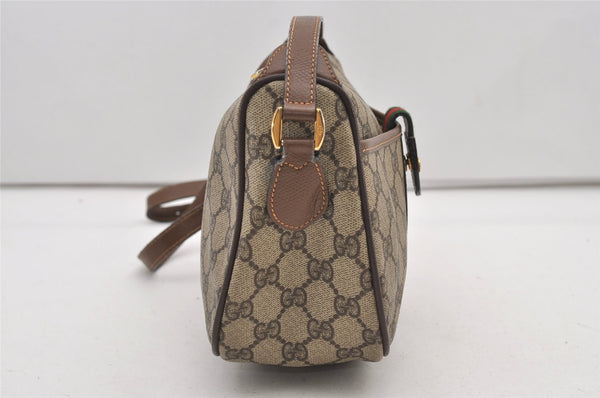 Authentic GUCCI Web Sherry Line Shoulder Cross Bag GG PVC Leather Brown 2481J