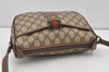 Authentic GUCCI Web Sherry Line Shoulder Cross Bag GG PVC Leather Brown 2481J