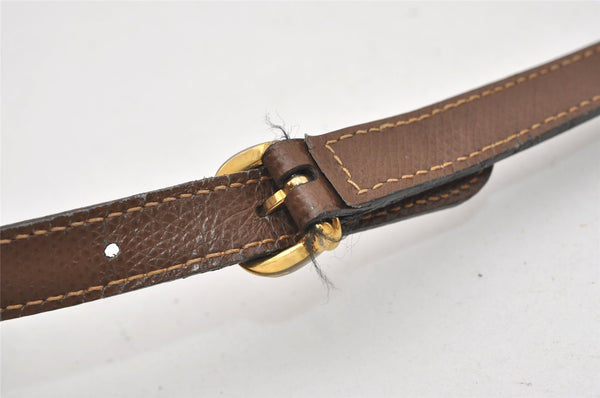 Authentic GUCCI Web Sherry Line Shoulder Cross Bag GG PVC Leather Brown 2481J