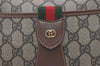 Authentic GUCCI Web Sherry Line Shoulder Cross Bag GG PVC Leather Brown 2481J