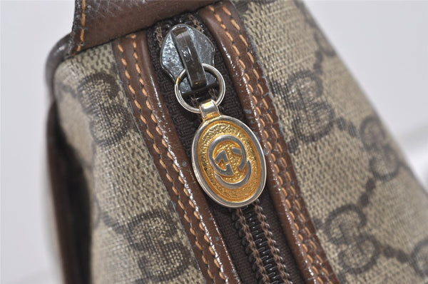 Authentic GUCCI Web Sherry Line Shoulder Cross Bag GG PVC Leather Brown 2481J