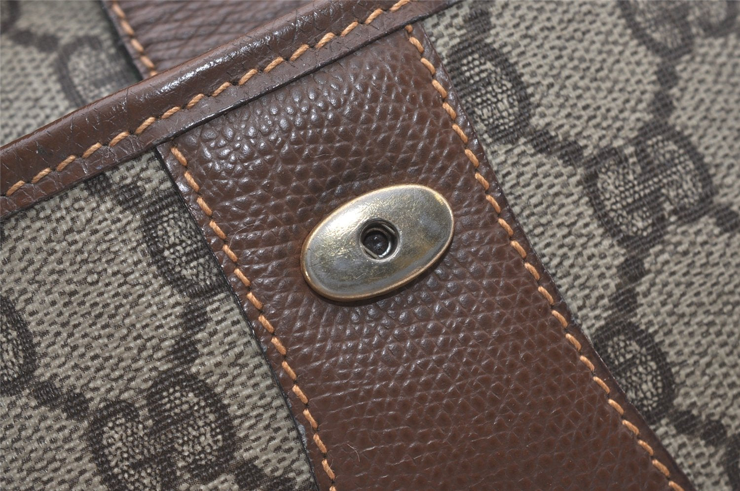 Authentic GUCCI Web Sherry Line Shoulder Cross Bag GG PVC Leather Brown 2481J
