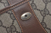 Authentic GUCCI Web Sherry Line Shoulder Cross Bag GG PVC Leather Brown 2481J