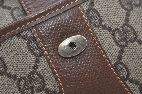 Authentic GUCCI Web Sherry Line Shoulder Cross Bag GG PVC Leather Brown 2481J