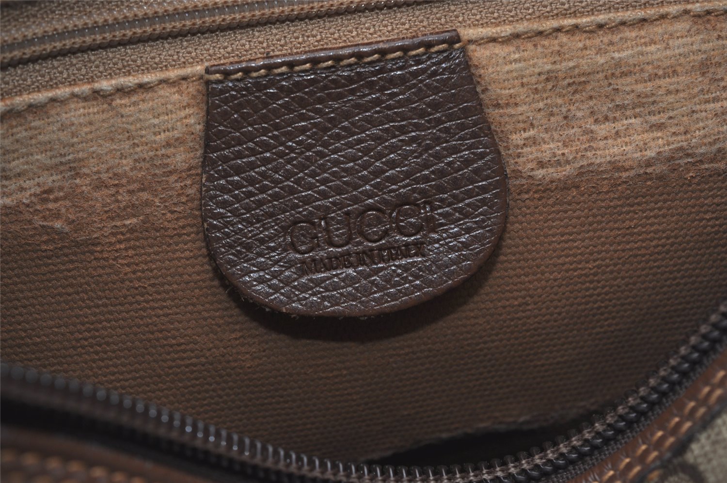 Authentic GUCCI Web Sherry Line Shoulder Cross Bag GG PVC Leather Brown 2481J
