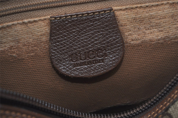 Authentic GUCCI Web Sherry Line Shoulder Cross Bag GG PVC Leather Brown 2481J