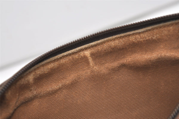 Authentic GUCCI Web Sherry Line Shoulder Cross Bag GG PVC Leather Brown 2481J