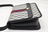 Authentic GUCCI Sherry Line Shoulder Bag GG PVC Leather Navy Blue Junk 2481K