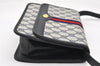 Authentic GUCCI Sherry Line Shoulder Bag GG PVC Leather Navy Blue Junk 2481K