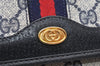 Authentic GUCCI Sherry Line Shoulder Bag GG PVC Leather Navy Blue Junk 2481K