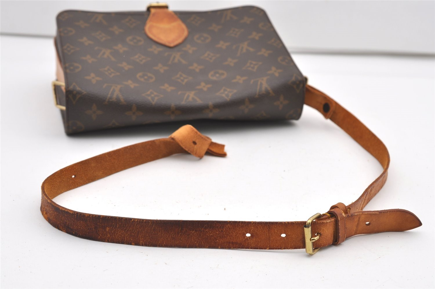 Auth Louis Vuitton Monogram Cartouchiere GM M51252 Shoulder Cross Bag Junk 2482J