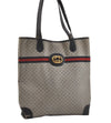 Authentic GUCCI Sherry Line Micro GG Shoulder Tote Bag PVC Leather Navy 2484J